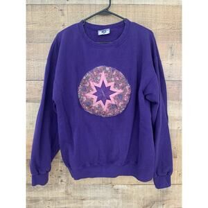 Vintage 1990’s Lee Quilt Patch Purple Sweatshirt Sz Large 90s Vtg USA